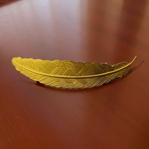 Gold metal feather barrette wedding bridal